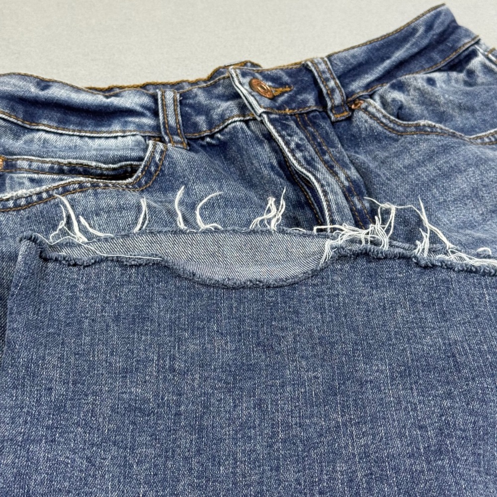 Rewash Womens Wide Leg High Rise Raw Hem Blue Jeans Medium Wash Size 5 27